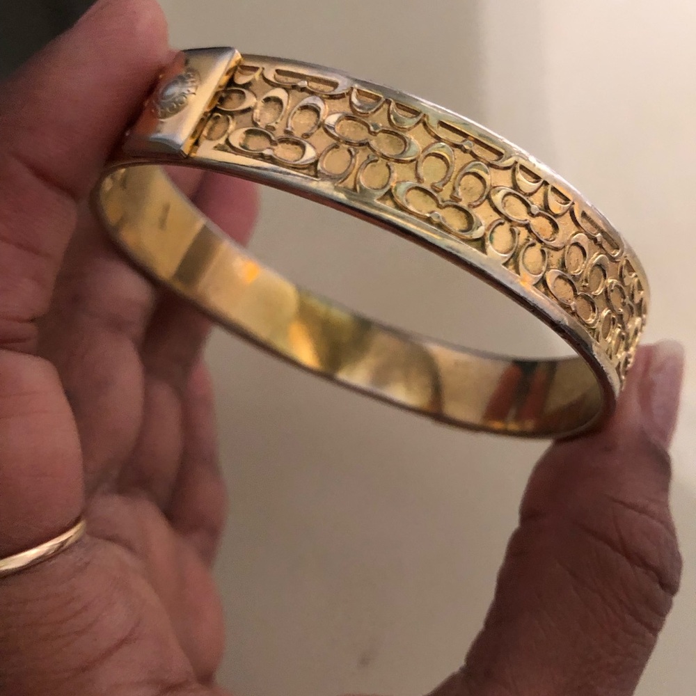 Coach Gold-Tone Signature Link Bangle Bracelet